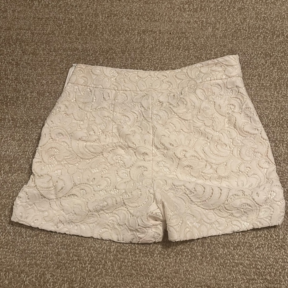 White Patterned high wasted fancy shorts